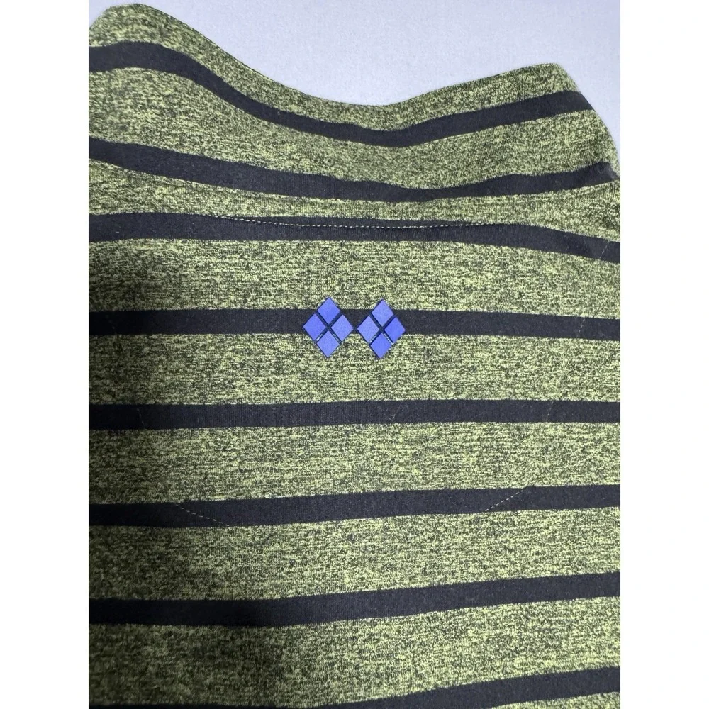 Robert Graham Long Sleeve Quarter Zip Pullover Green‎ Striped Mens Large Stretch